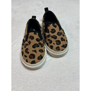 Old Navy Canvas Cheetah Leopard Print Toddler Girls Slip On Shoes size 5